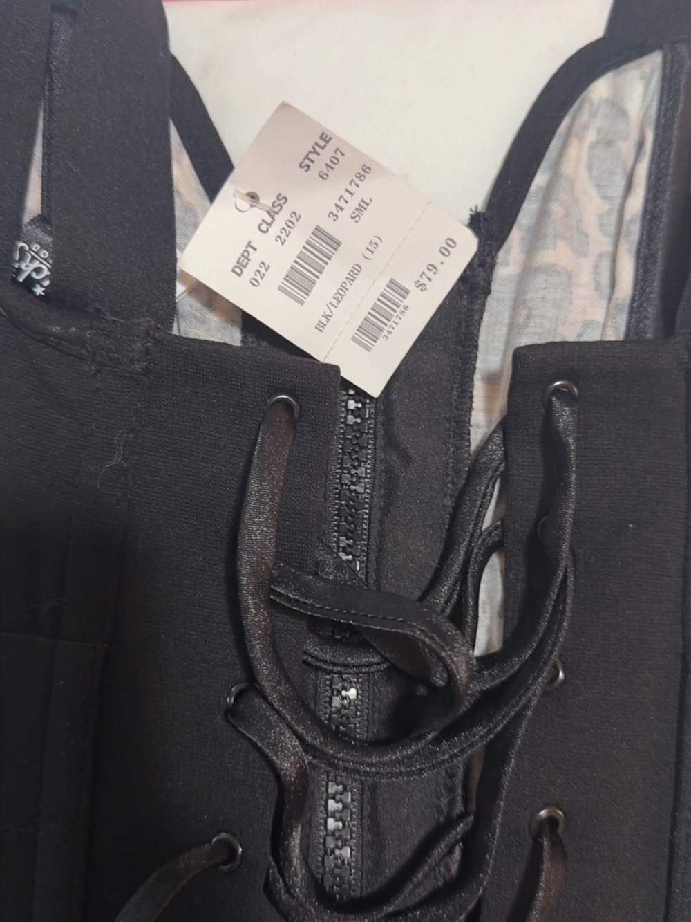 Black Lace-Up Front Zip Jumpsuit